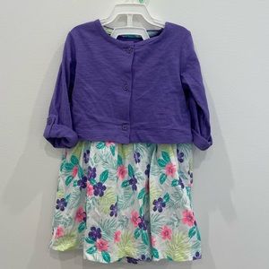 ✨ Carter's Baby Girls 2pc Print Dress Set  cardigan 18m, Purple Floral